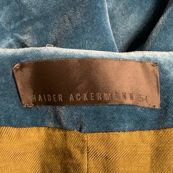 HAIDER ACKERMANN Size 40 Teal Black Velvet Cotton Cropped Vest - Picture 5 of 6